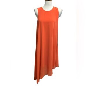 Kobe Halperin Orange Asymmetrical Midi Dress